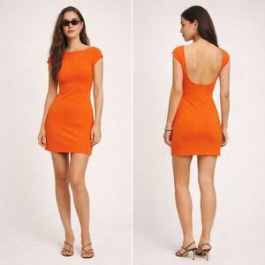 Reformation Bright Orange Backless Mini Dress
NWT Cap Sleeve Bodycon Size M